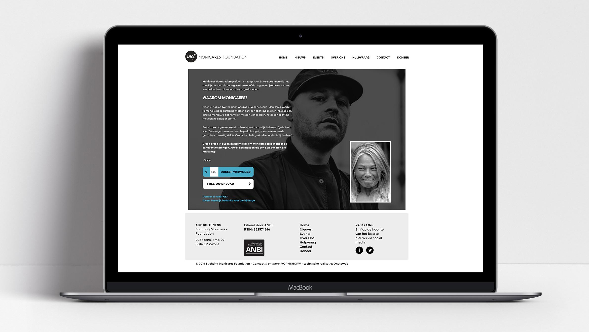Ontwerp website stichting monicares Sticks