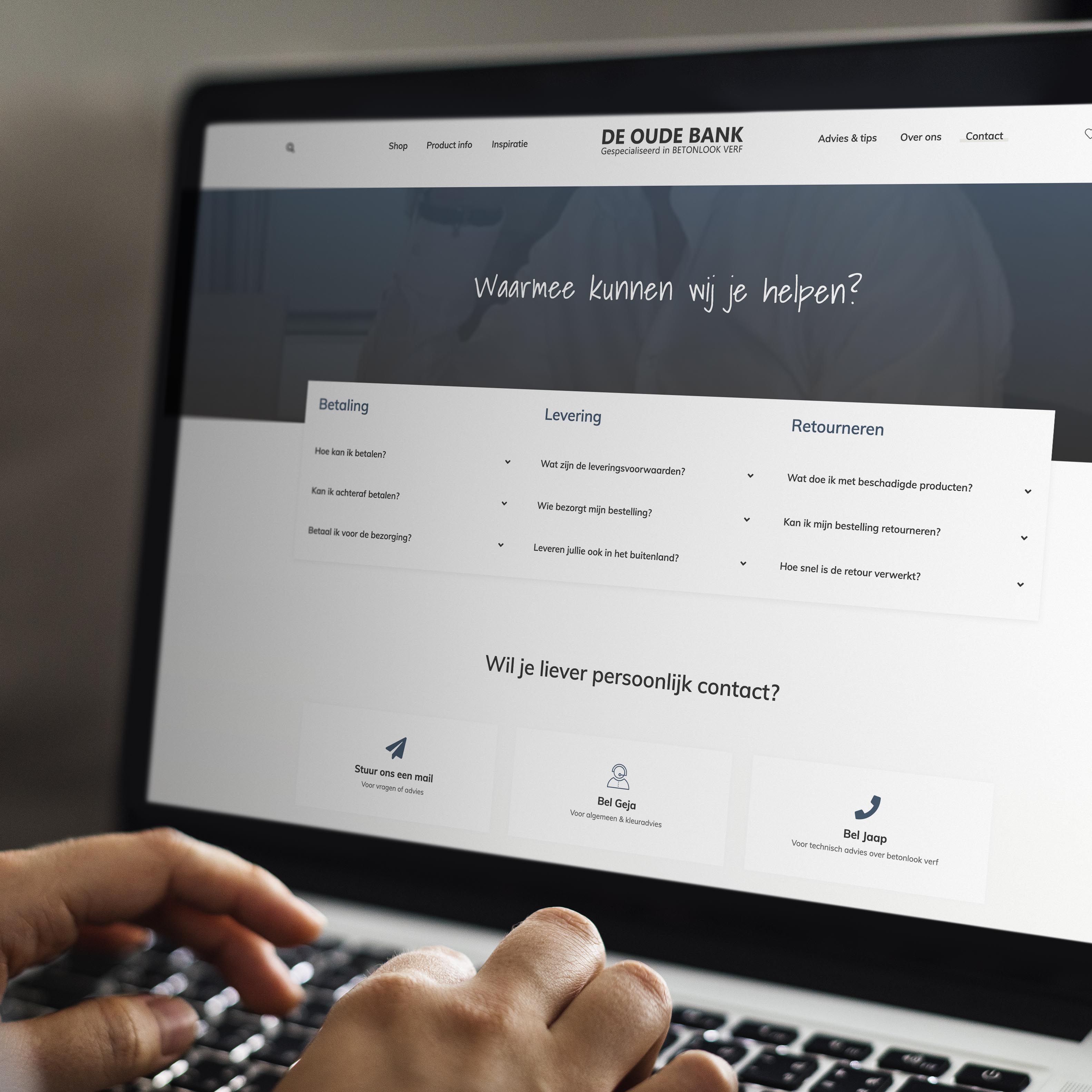 Ontwerp servicepagina website de Oude bank