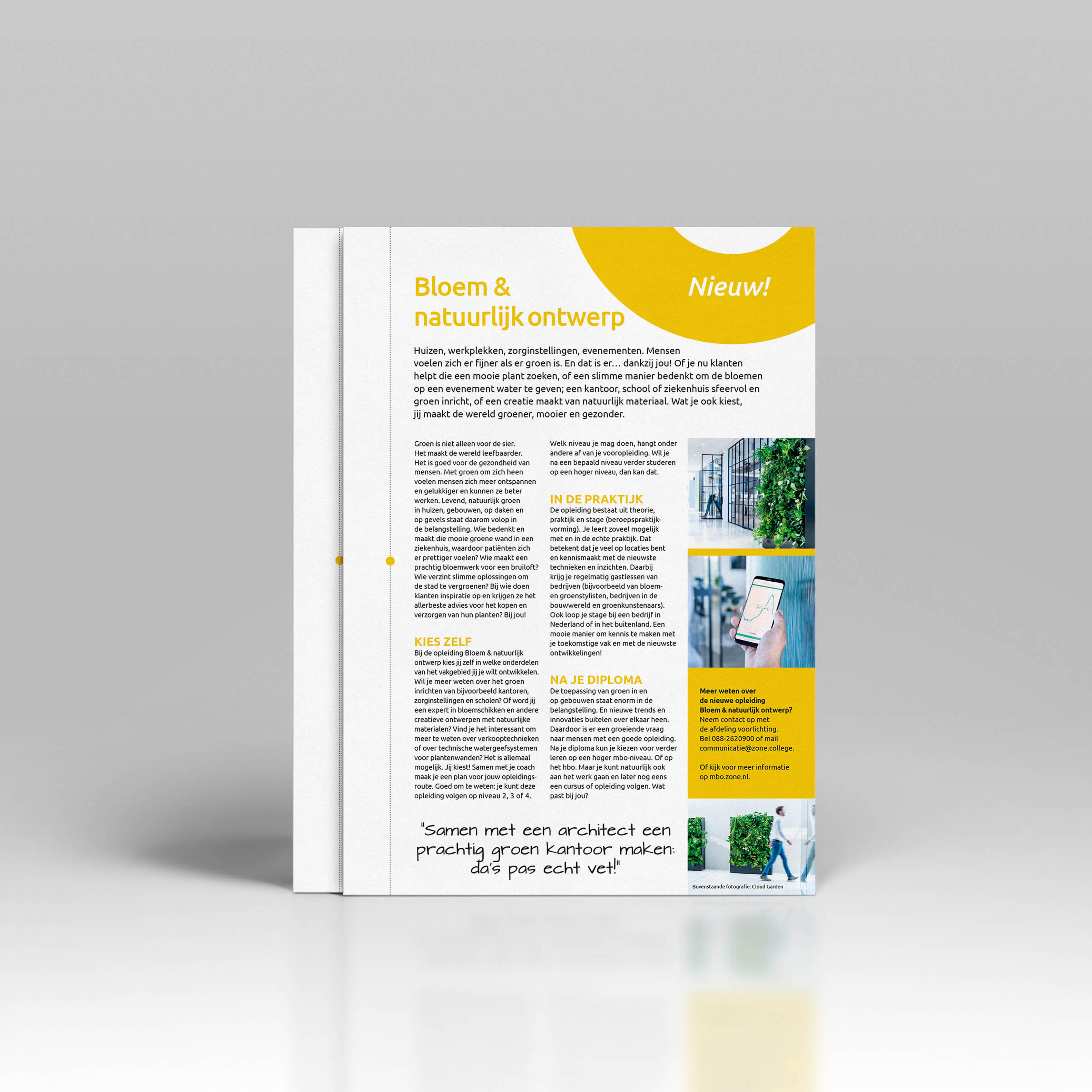 Ontwerp opleidingsblad bloem en natuurlijk ontwerp zonecollege
