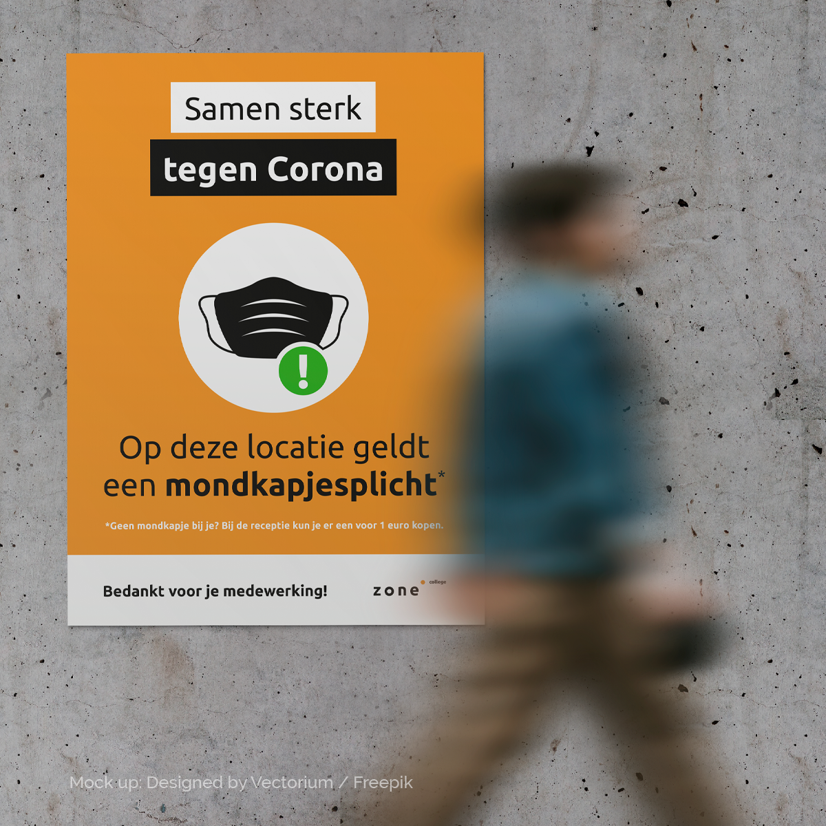 Poster coronamaatregelen Zone.college mondkapjesplicht