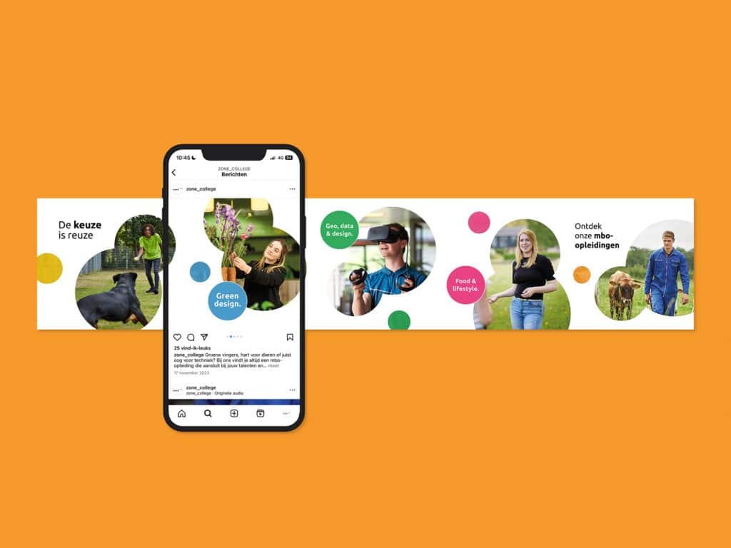 Instagram content social stramien voor Zone College.