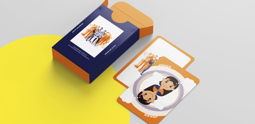 Voor Deltion College kaartspel ontworpen in huisstijl design.