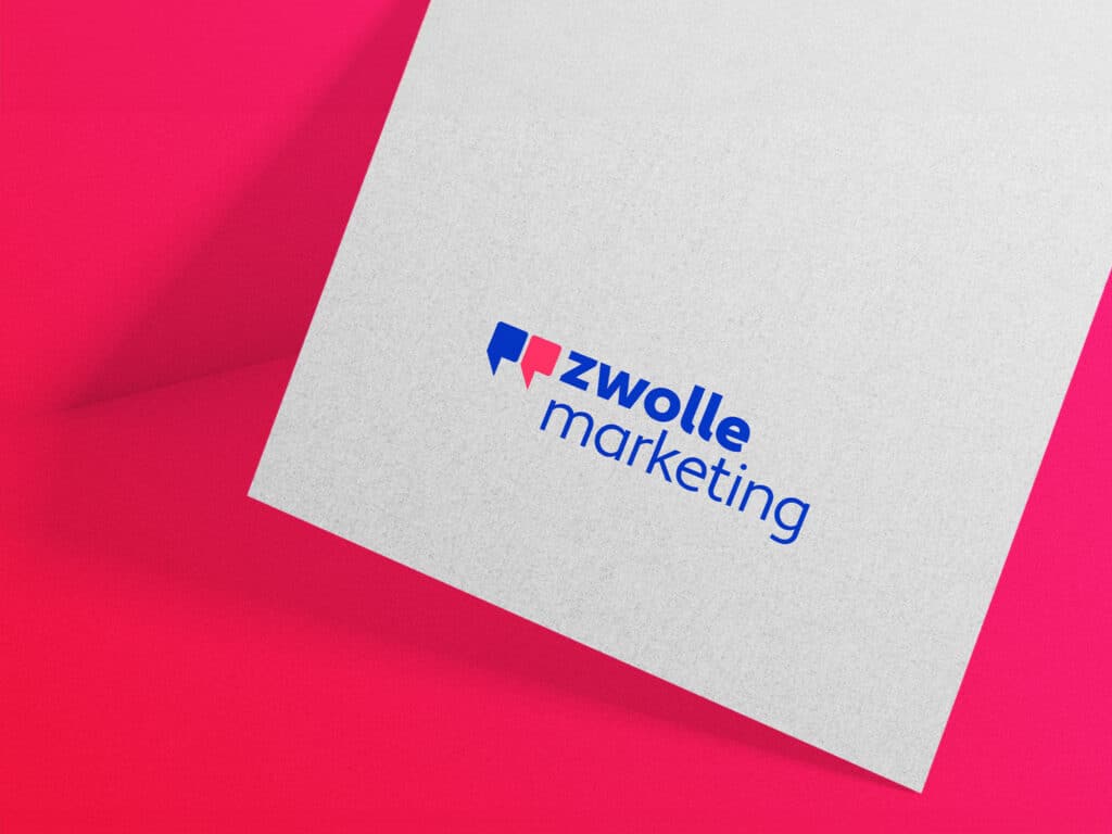 Toepassing van het logo van Zwolle Marketing op drukwerk als onderdeel van de nieuwe visuele identiteit.