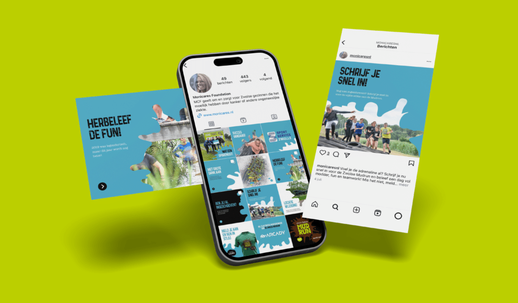 Content gemaakt voor de mudrun voor de Monicares Foundation.