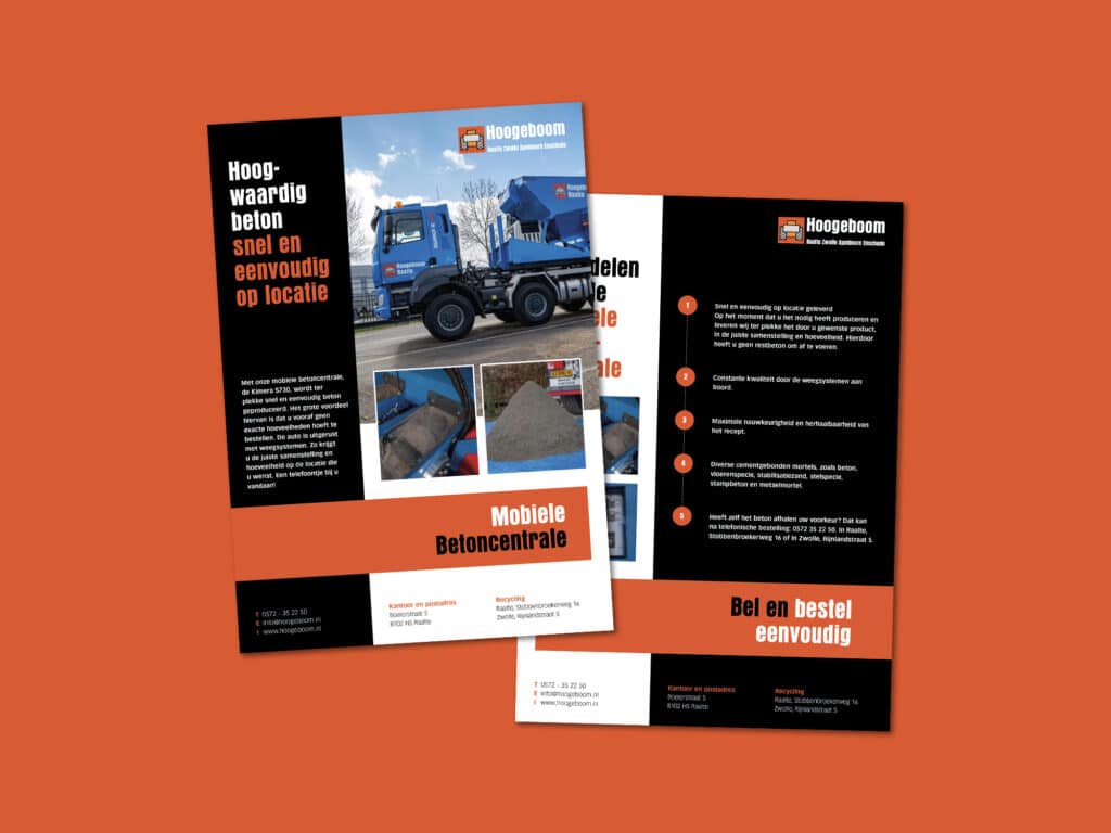 Look & Feel ontworpen voor Hoogeboom aanneem bedrijf. Strak ontwerp in de kleuren rood, zwart en wit.