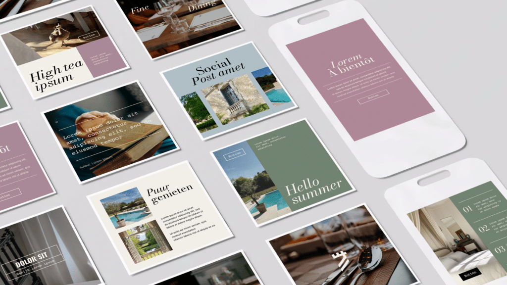 Vormen van content voor Manoir de Plaisance met pastel tinten en verblijfsafbeeldingen