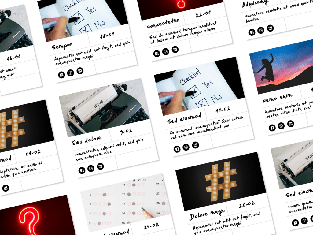 Illustratief voorbeeld van een content planning met dagtaken