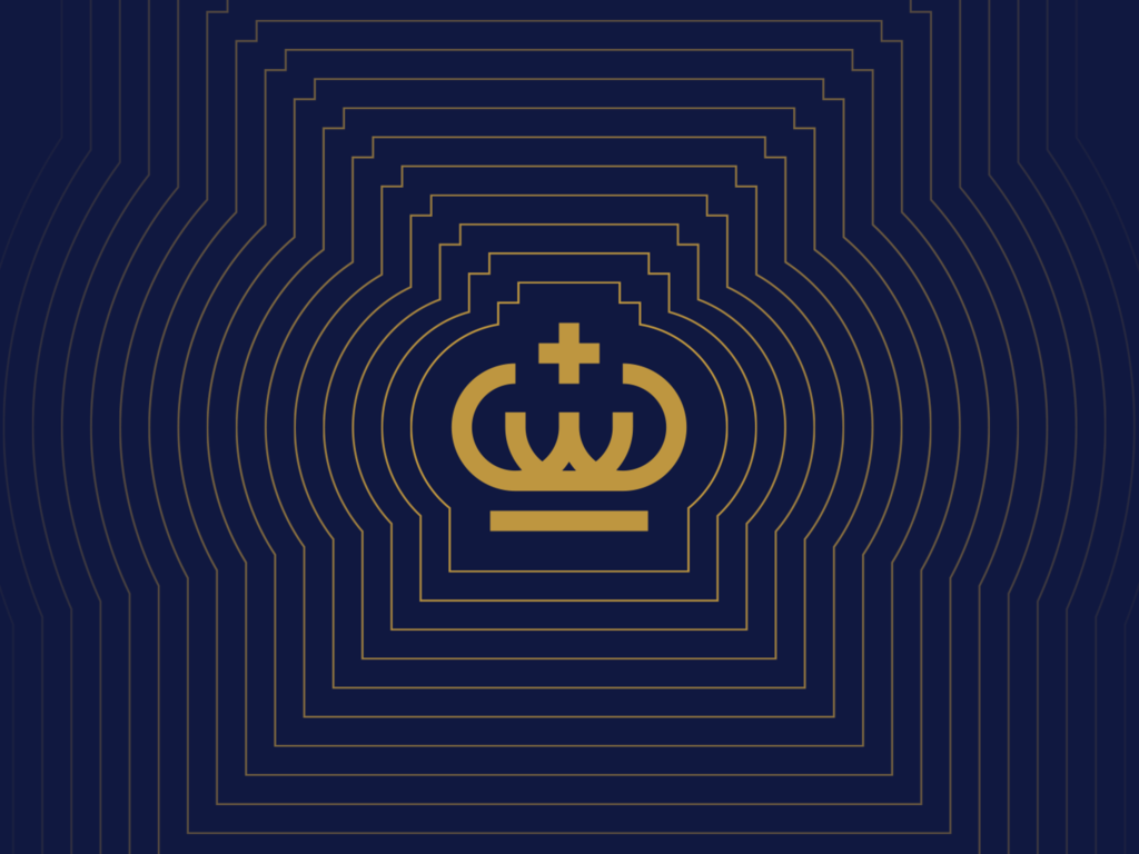 Koningsdag logo ontwerp met gouden kroon door reclamebureau VORMSHOP